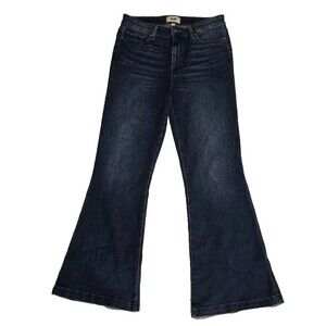 PAIGE Genevieve Mid Rise Flare Dark Wash Stretch Jeans Size 30 Bohemian Basic